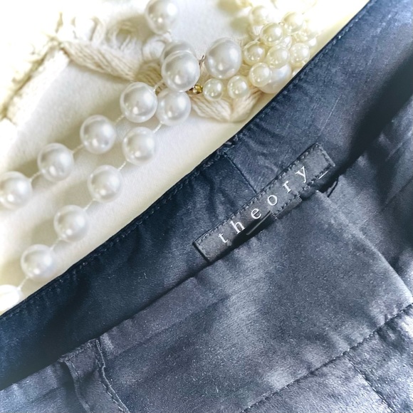 THEORY | 8 | Ruby Black Linen Viscose Lightweight Dress Short Button Cuff Detail - Picture 15 of 15